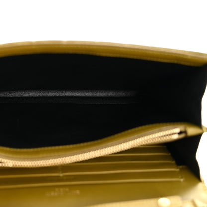 Saint Laurent Lambskin Carre Quilted Cassandre Chain Wallet Olive Drab 5 of 14