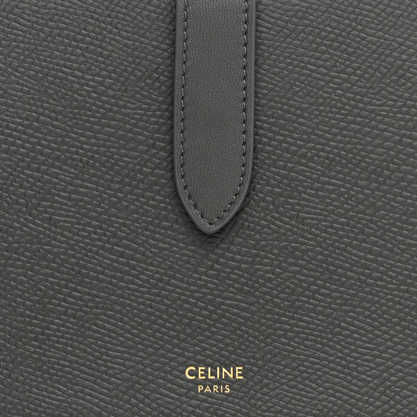 Grained Calfskin Large Multifunction Strap Wallet Medium Grey