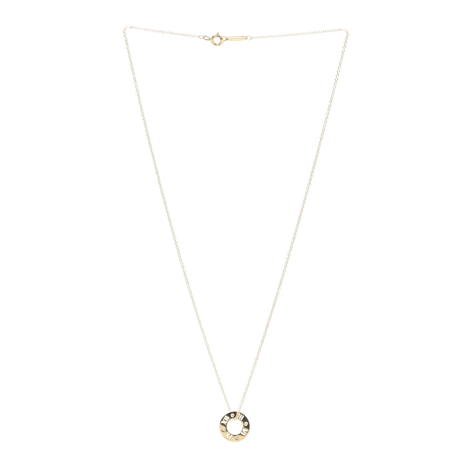 Tiffany 18K Yellow Gold Diamond Atlas Pierced Pendant Necklace 3 of 5
