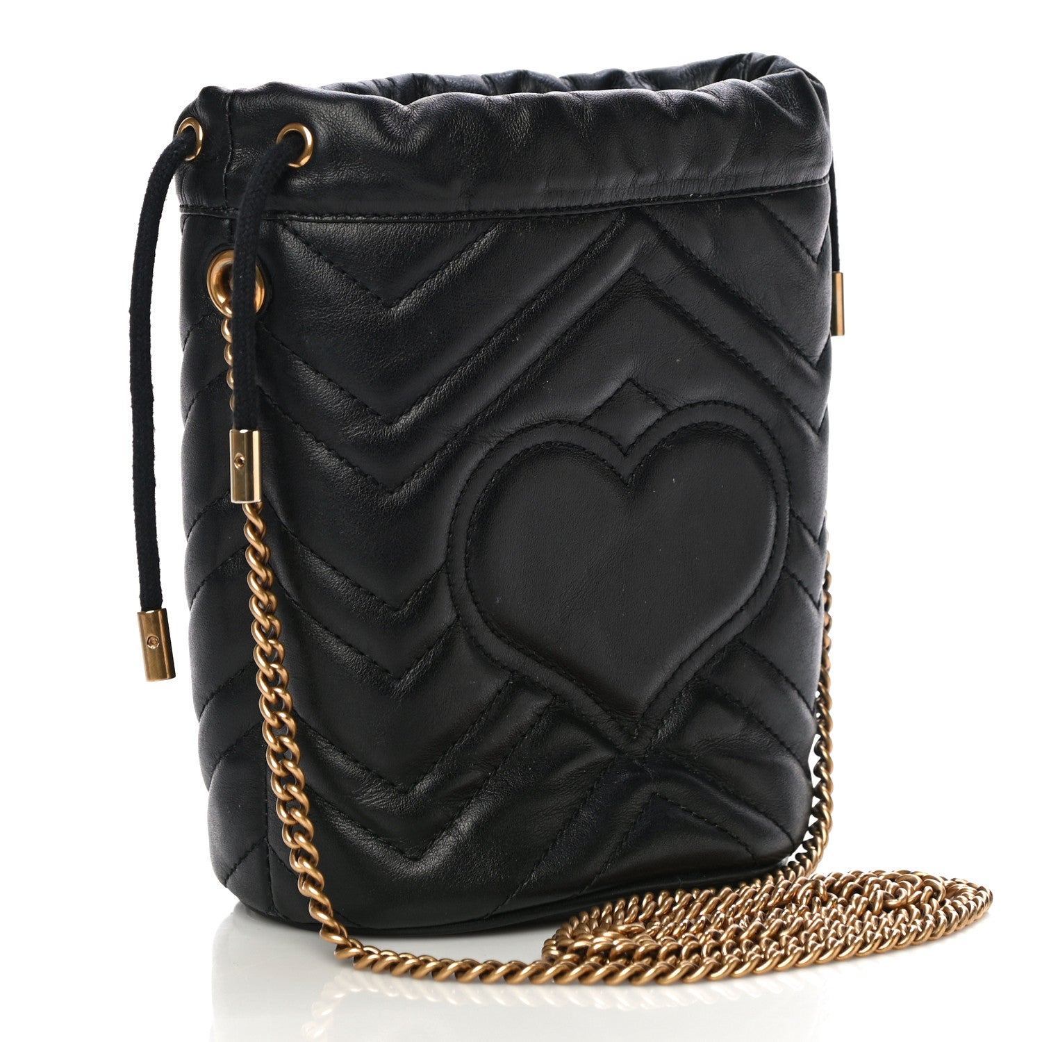 Gucci Calfskin Matelasse Mini GG Marmont 2.0 Bucket Bag Black 3 of 17