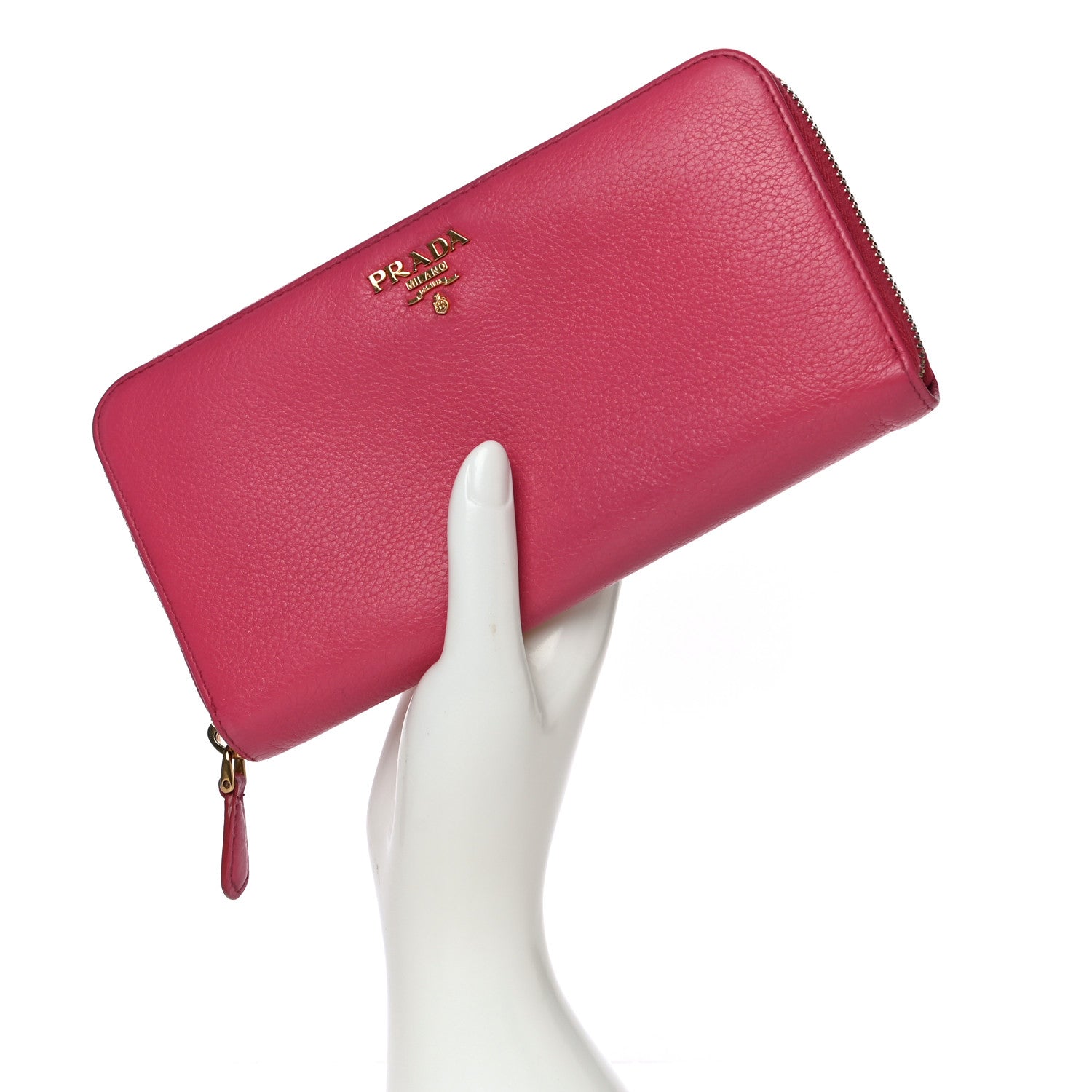 Prada Vitello Daino Zip Around Wallet Peonia 2 of 18
