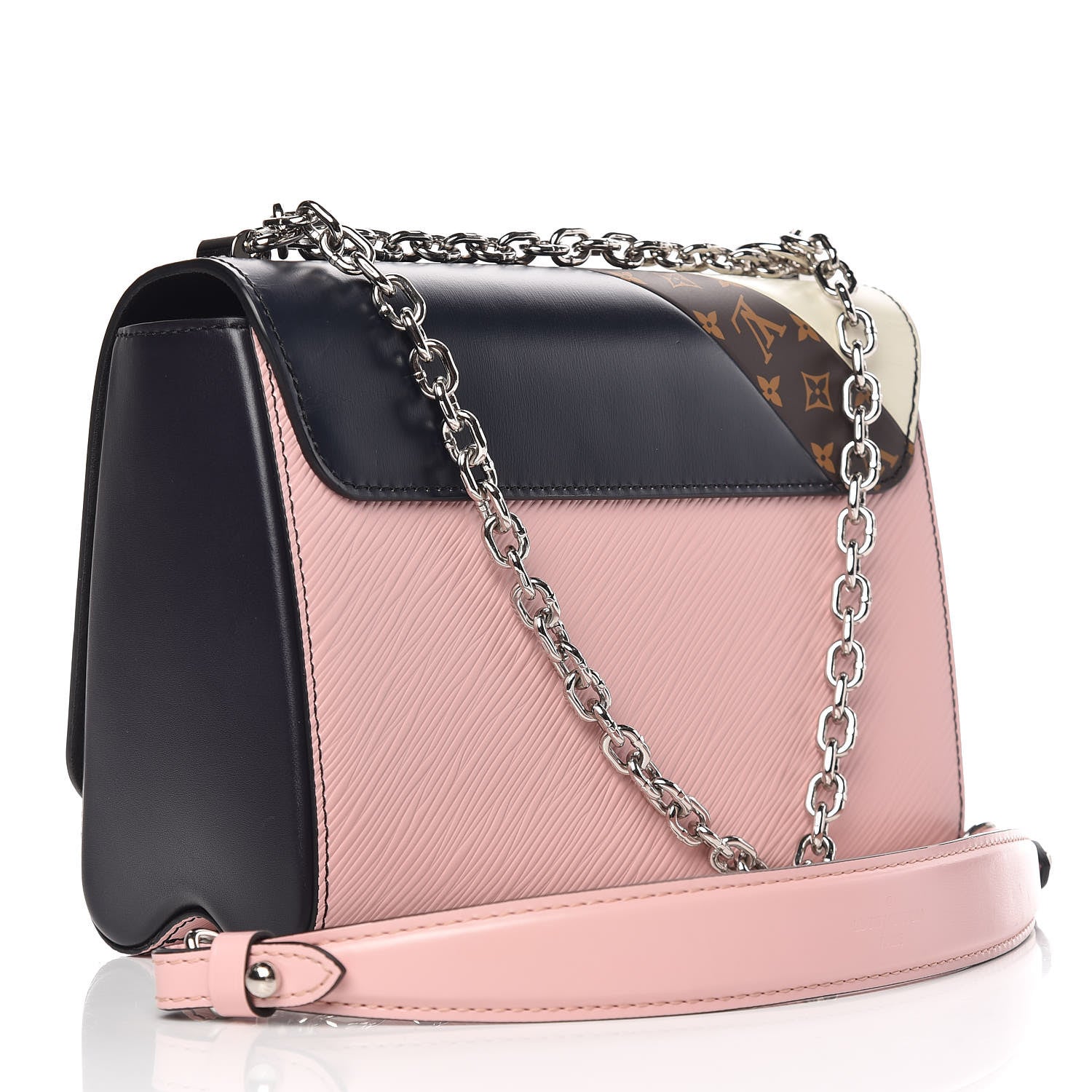 Louis Vuitton Epi Monogram Tape Twist Shoulder Bag MM Rose White 3 of 9