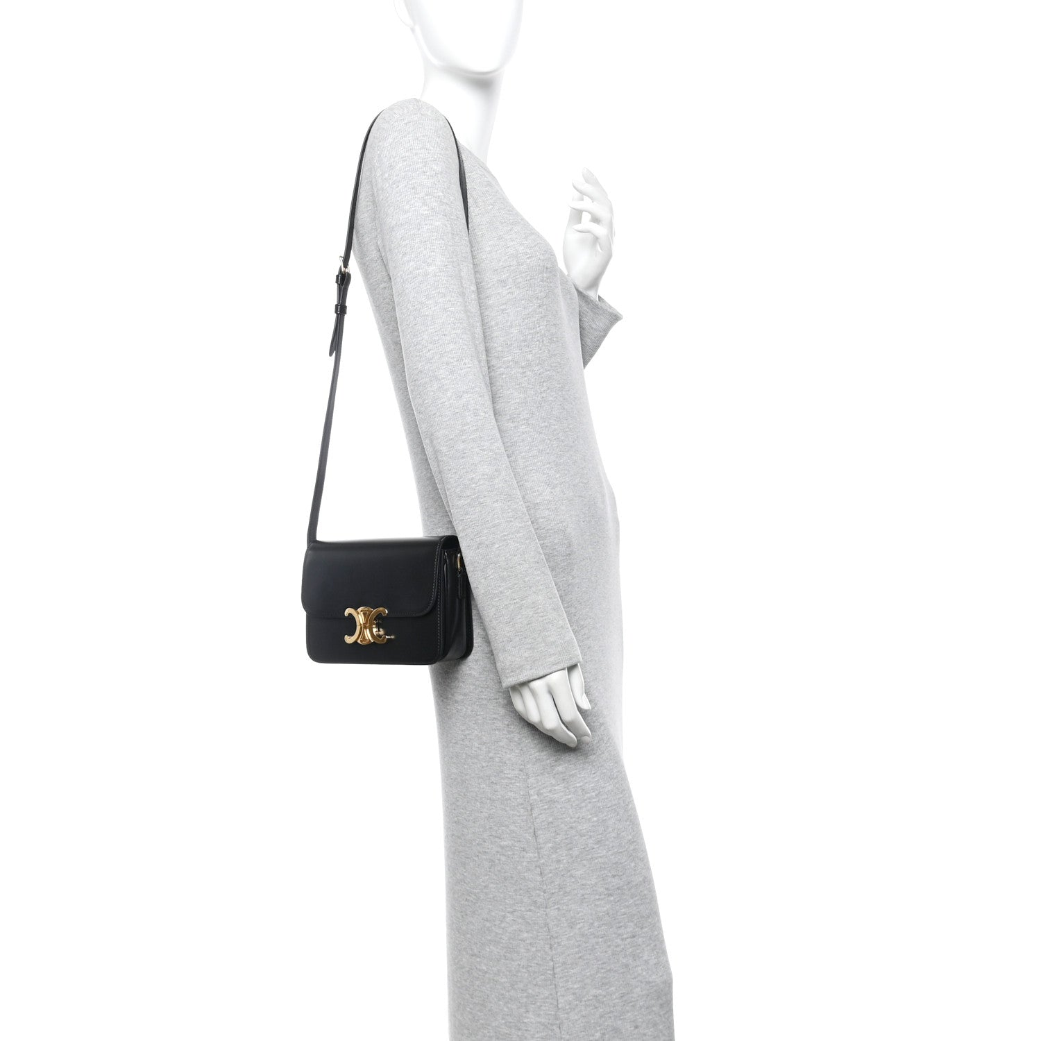 Celine Shiny Calfskin Teen Triomphe Black 2 of 13