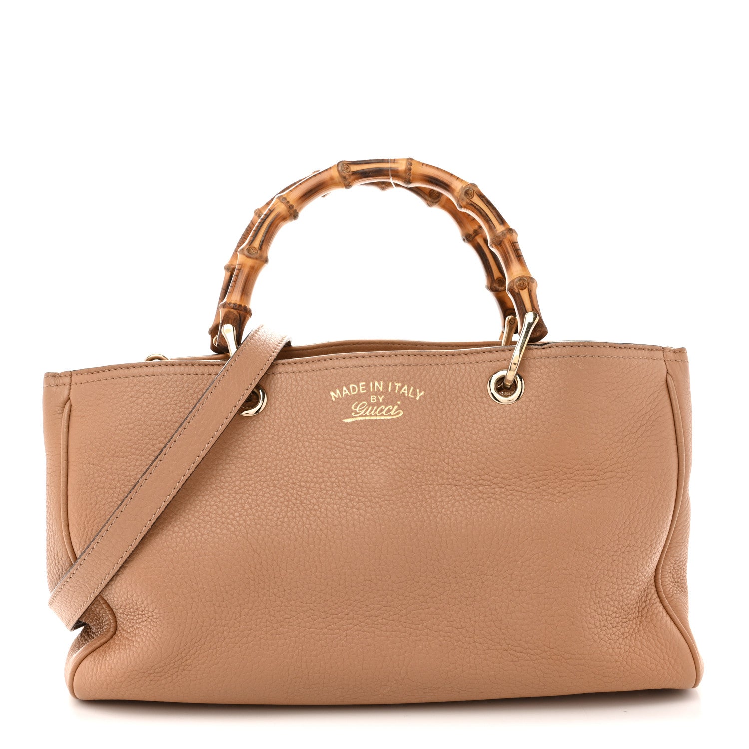 Gucci Pebbled Calfskin Medium Bamboo Shopper Tote Camelia 1 of 16