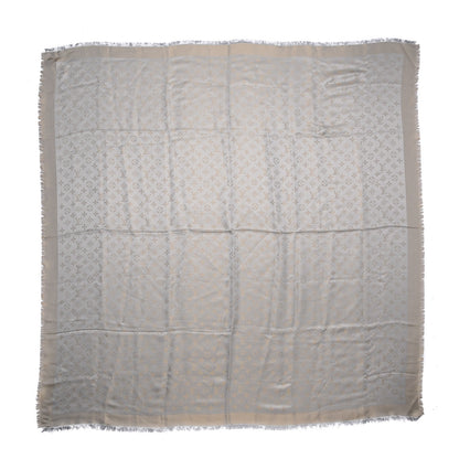 Louis Vuitton Silk Wool Monogram Shine Shawl Beige 1 of 5
