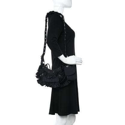 Balenciaga Ruffled Jersey Le Cagole Shoulder Bag XS Black 2 of 10