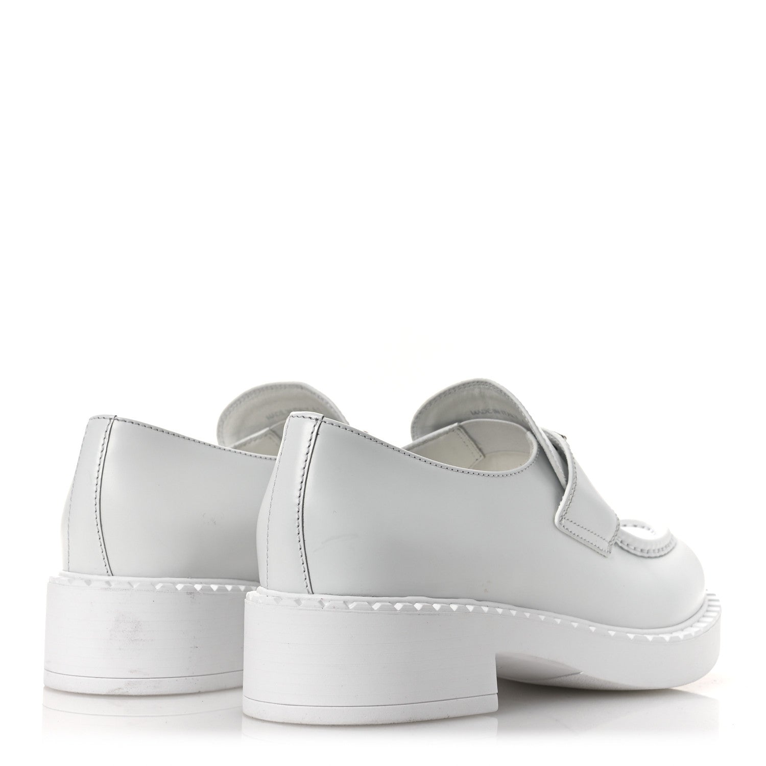 Prada Spazzolato Triangle 50mm Loafers 41 White 5 of 12