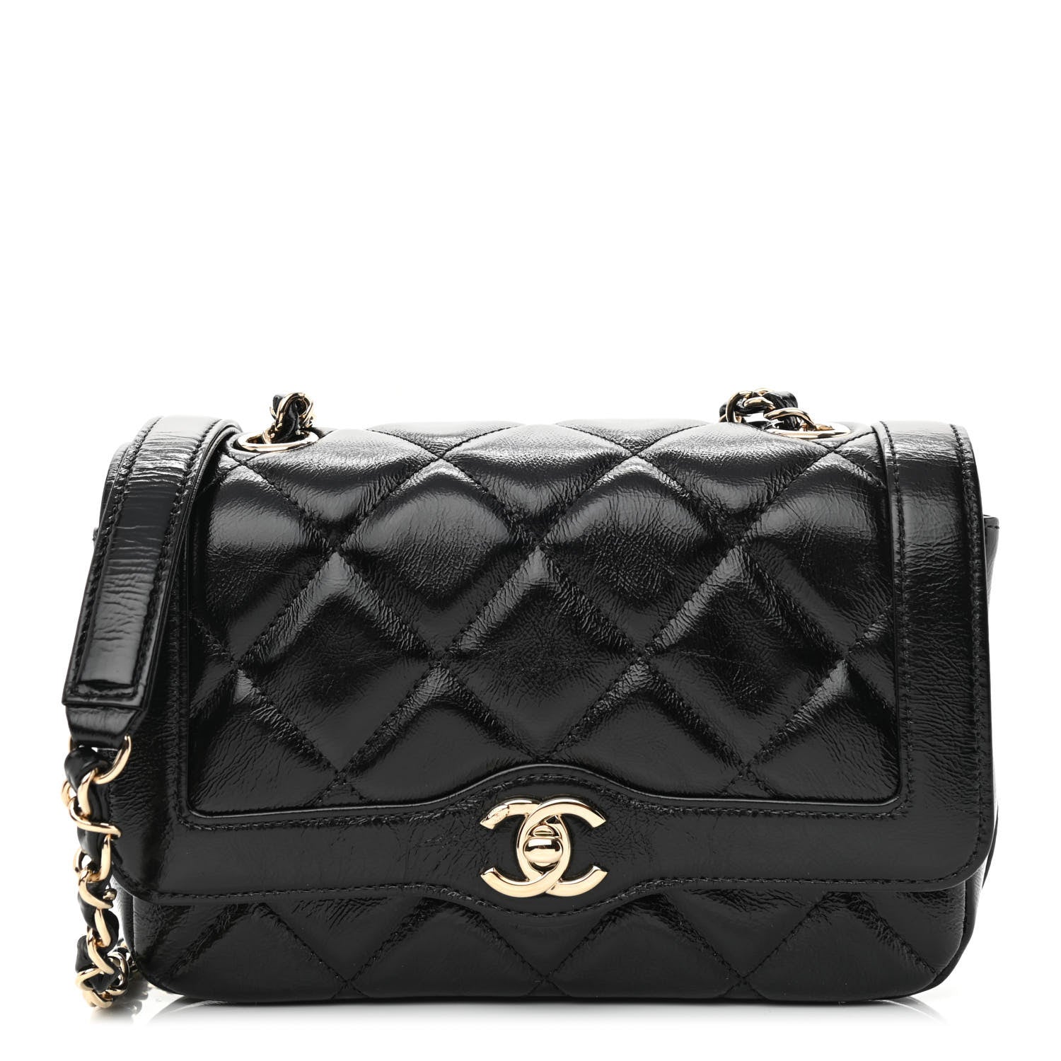 Chanel Crumpled Glazed Lambskin Quilted Mini Flap Black 1 of 10