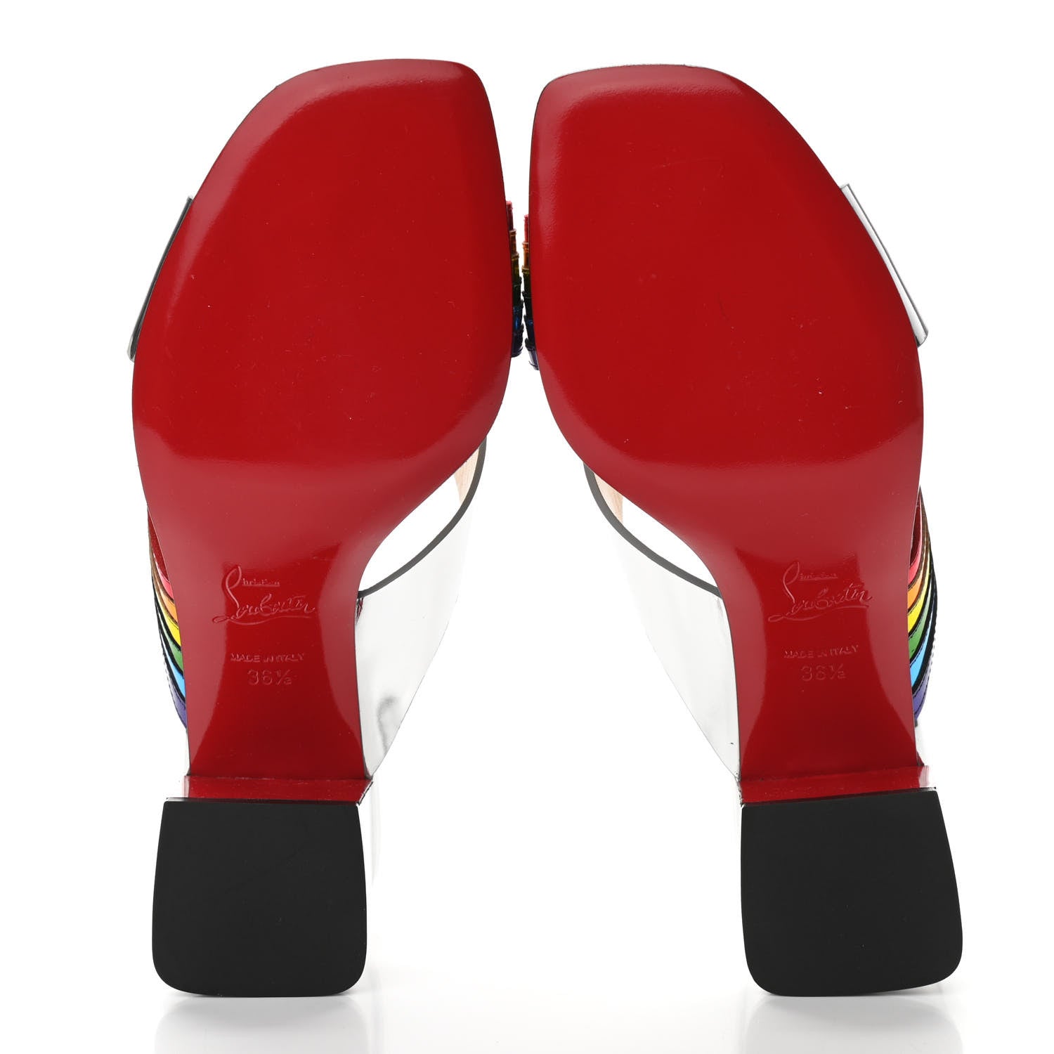 Christian Louboutin Metallic Calfskin Rainbow Arkenmule 55 Slide Sandals 36.5 Silver Multicolor 5 of 9
