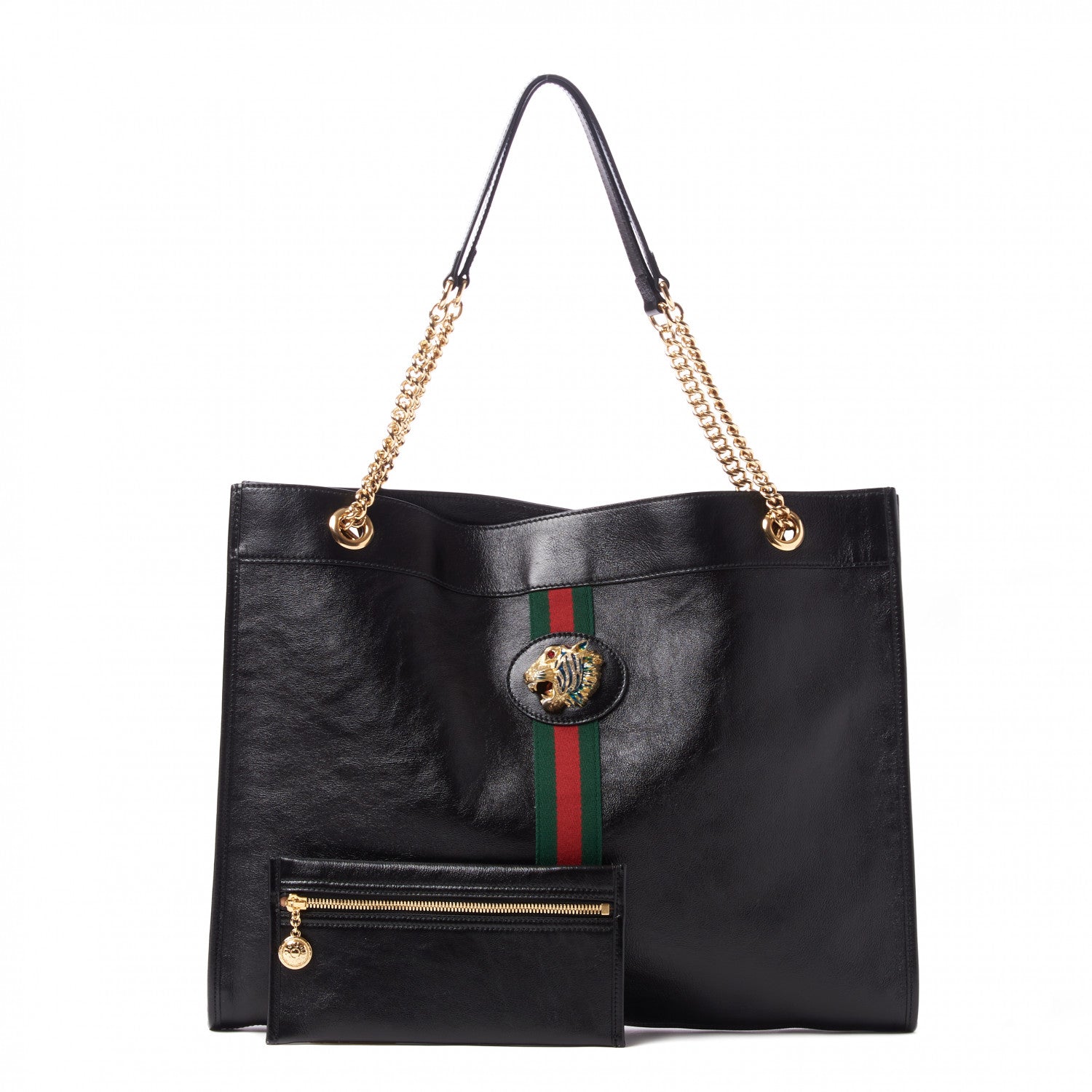 Gucci Calfskin Large Rajah Chain Tote Black 1 of 11