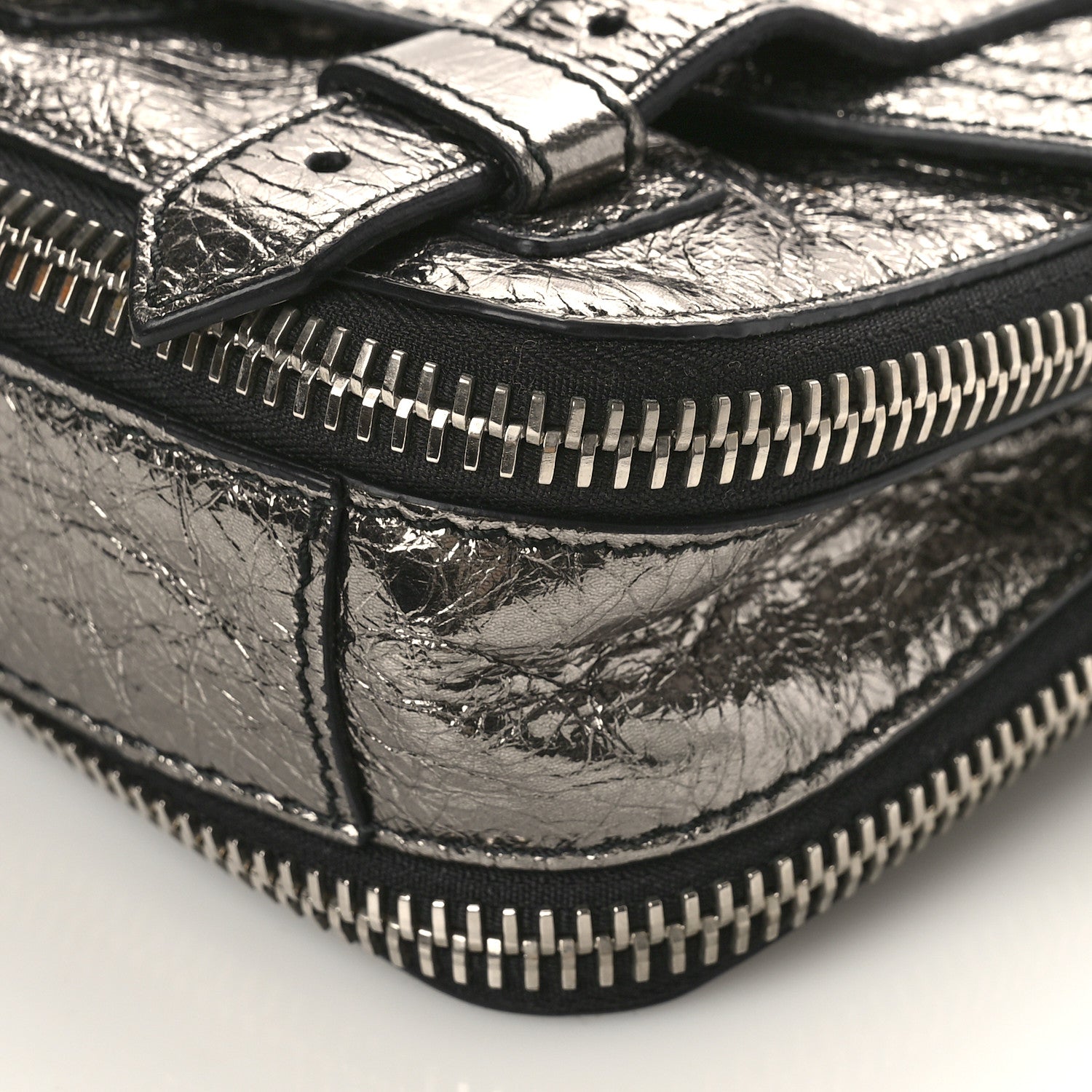 Proenza Schouler Metallic Paper Lambskin PS1 Mini Pouch Messenger Dark Silver 8 of 8