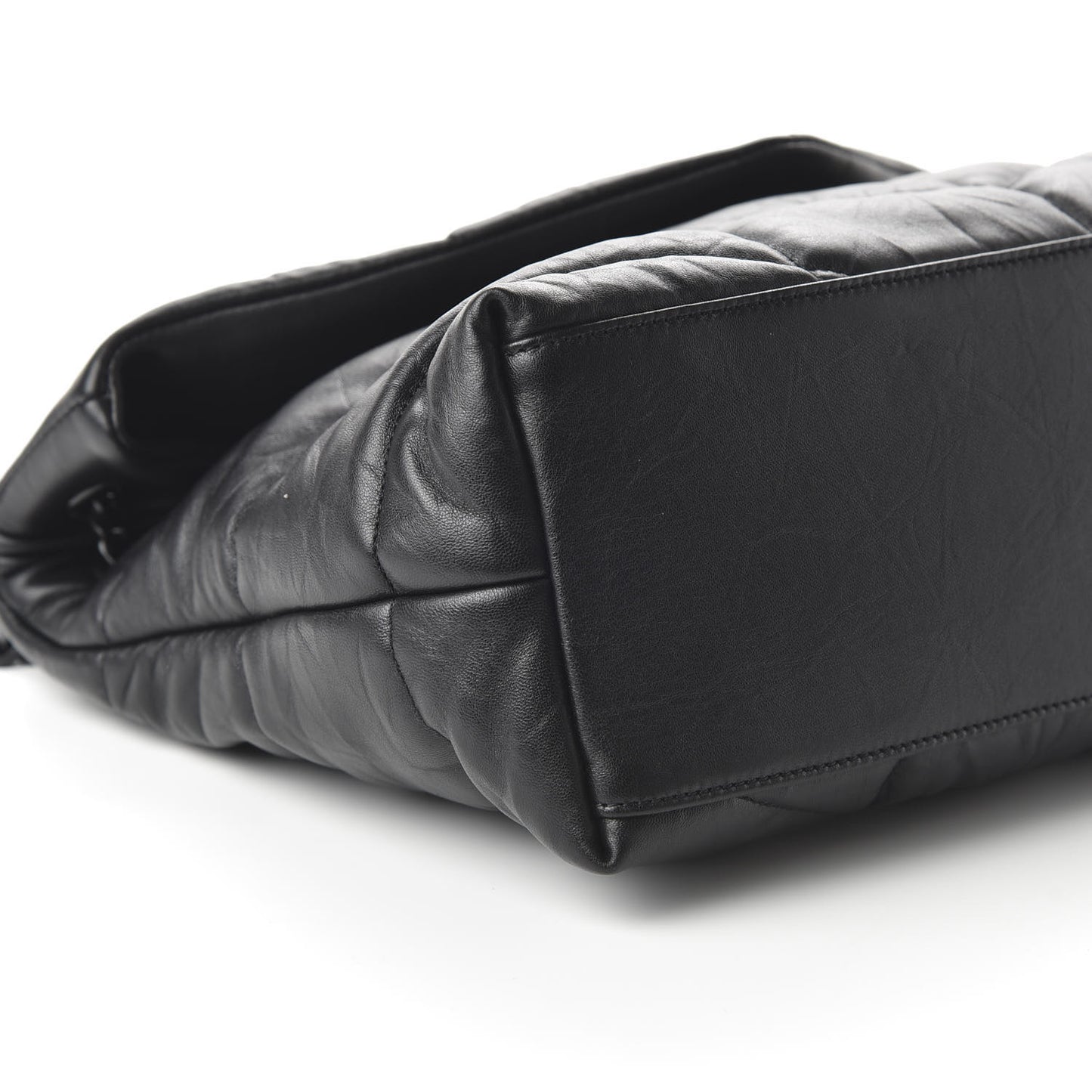 Lambskin Quilted Medium Loulou Puffer Monogram Chain Satchel Black