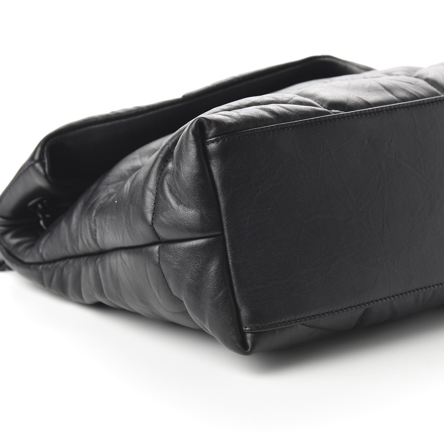 Saint Laurent Lambskin Quilted Medium Loulou Puffer Monogram Chain Satchel Black 6 of 9