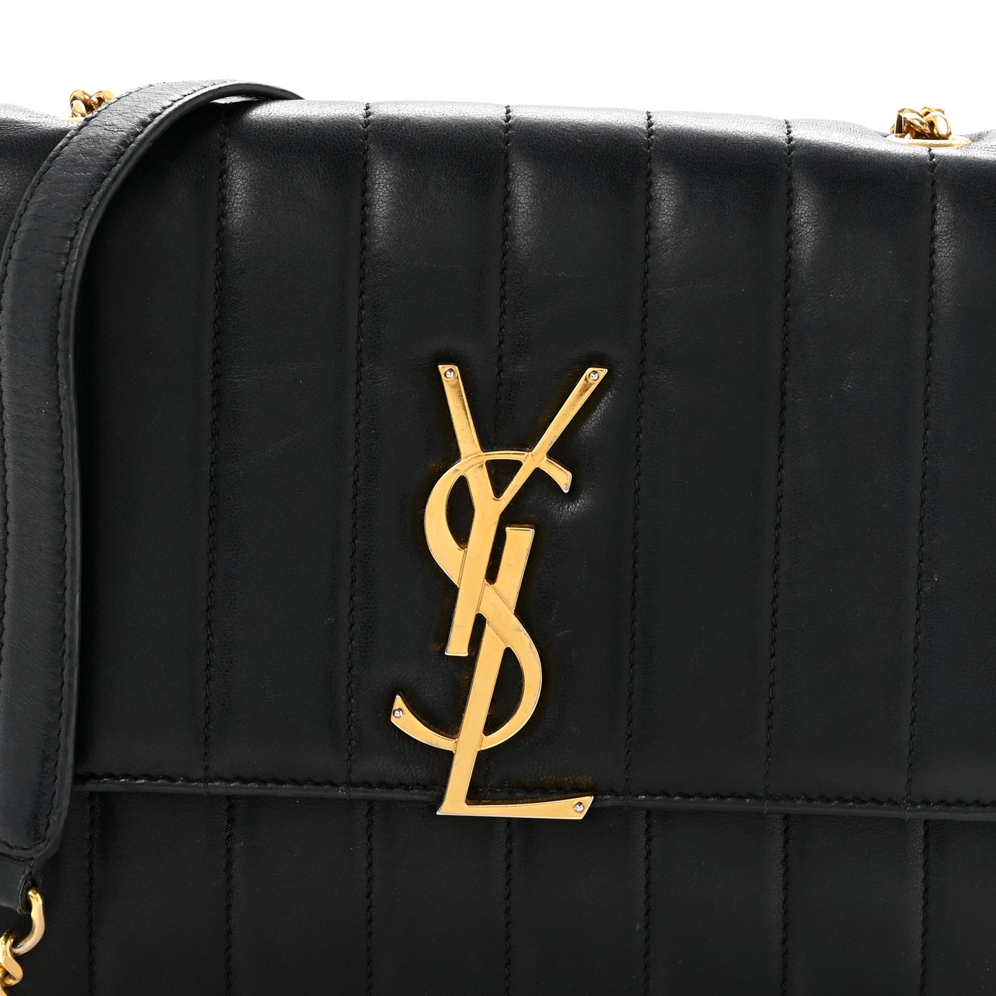 Lambskin Matelasse Monogram Vicky Chain Wallet Black