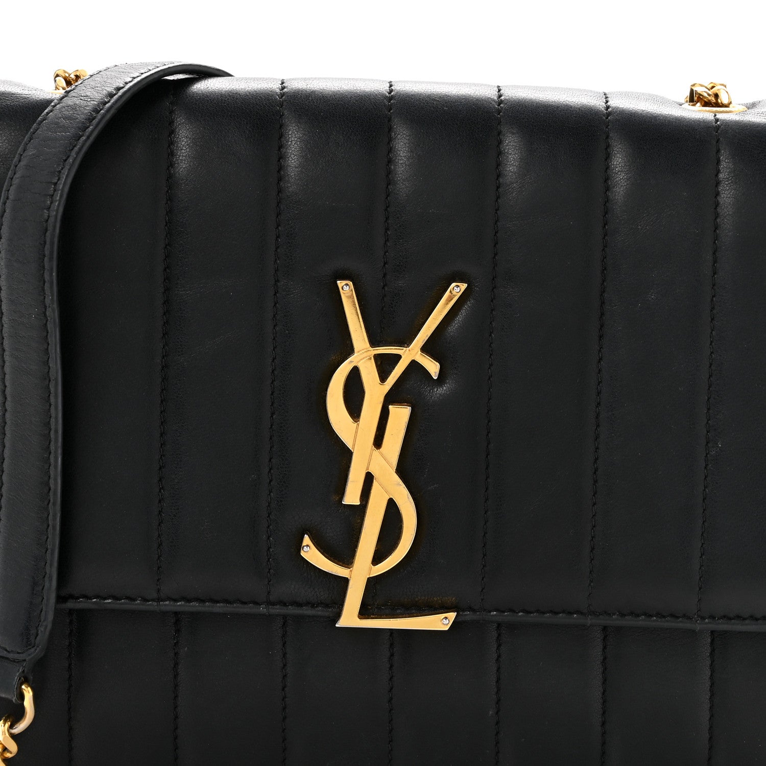 Saint Laurent Lambskin Matelasse Monogram Vicky Chain Wallet Black 8 of 16