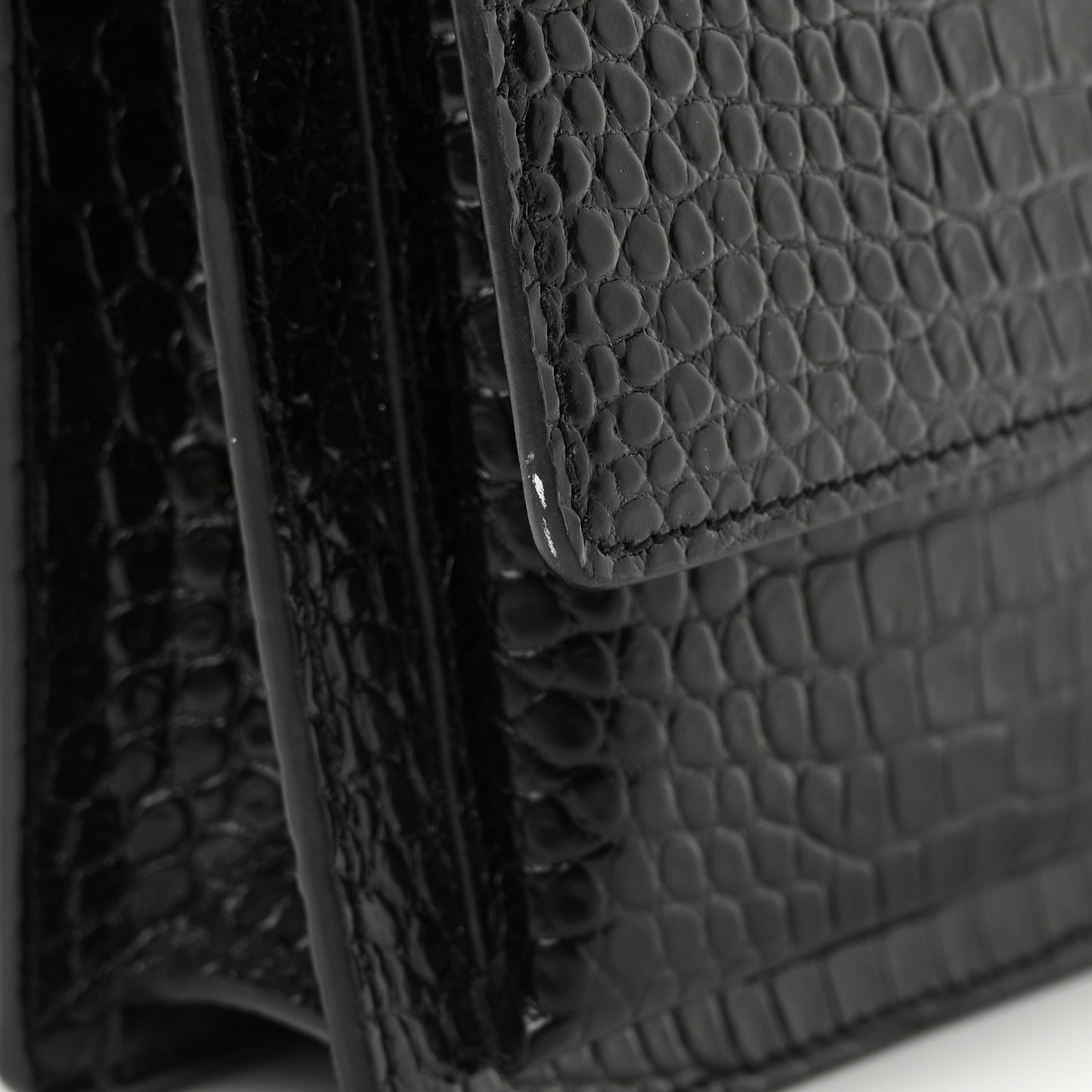 Calfskin Crocodile Embossed Medium Monochrome Monogram Sunset Black