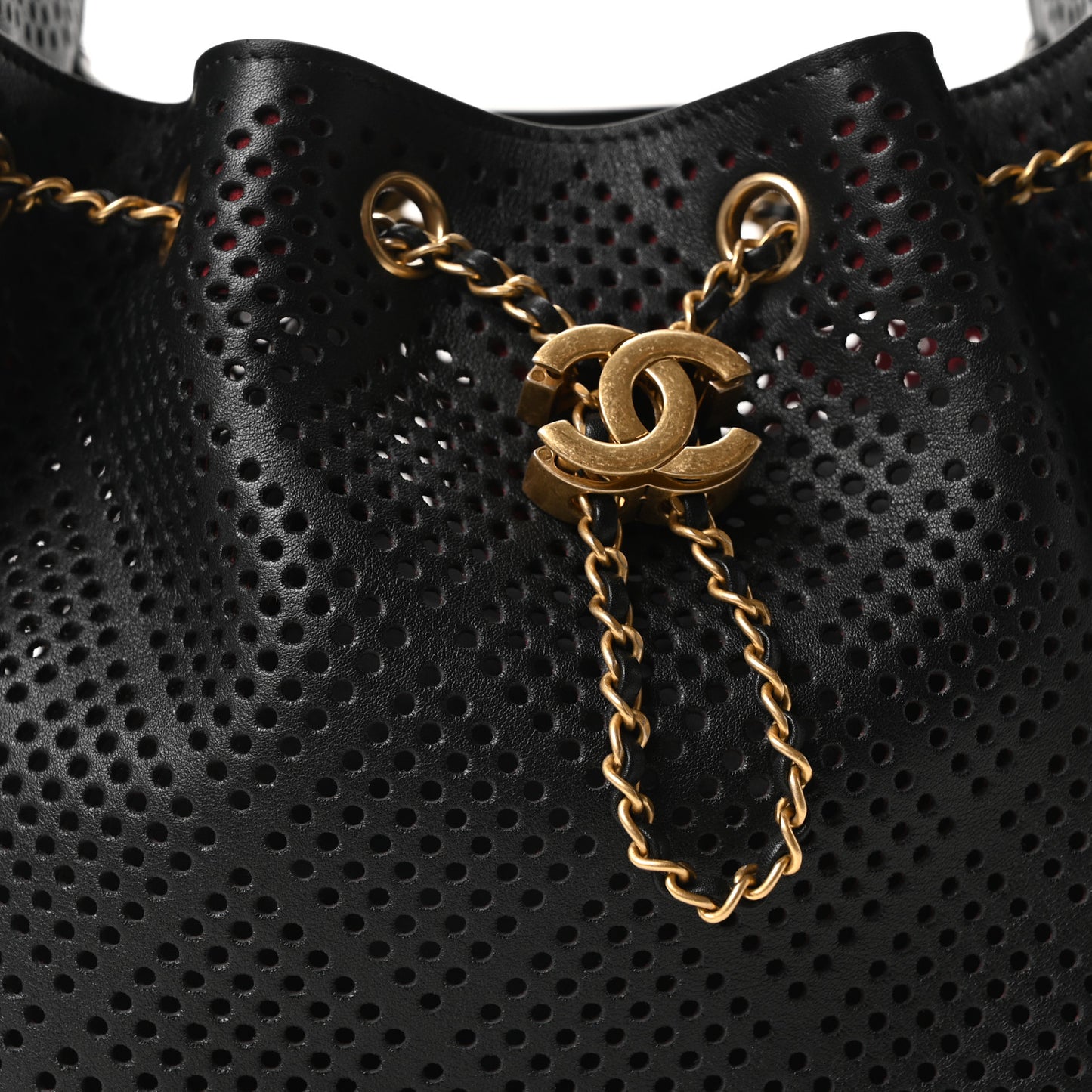 Perforated Calfskin Small Chanel 25 Handbag Black
