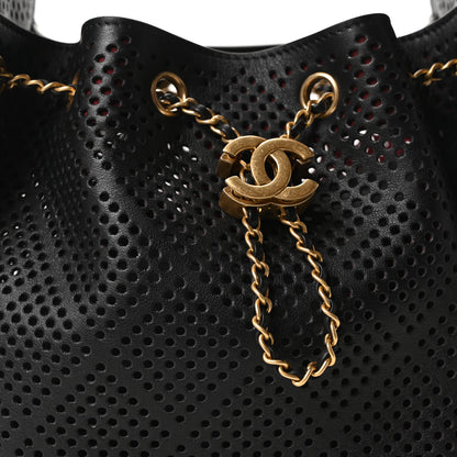 Chanel Perforated Calfskin Small Chanel 25 Handbag Black 8 of 10