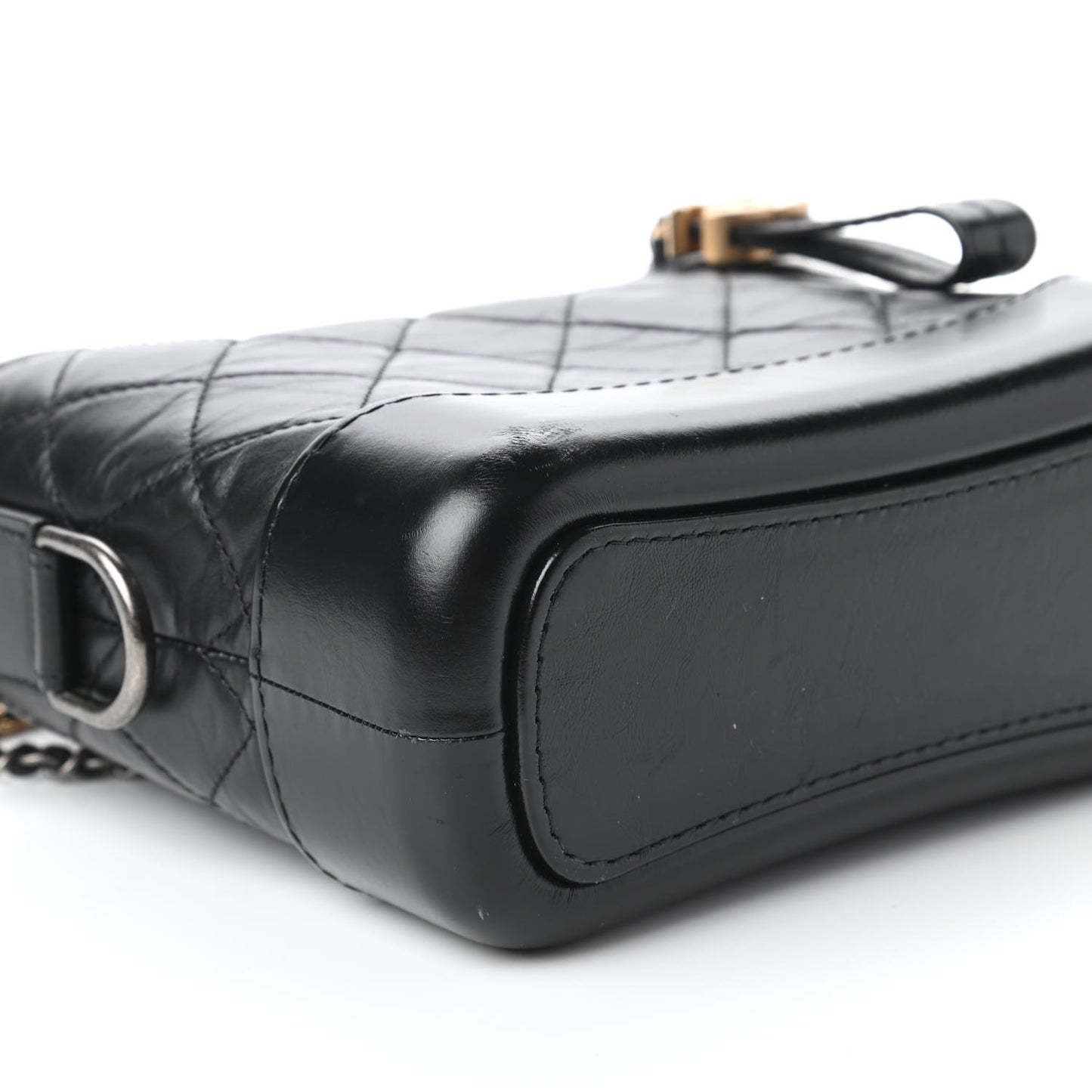 Aged Calfskin Quilted Small Gabrielle Hobo Black
