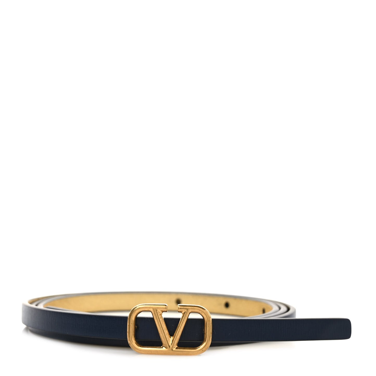 Glossy Calfskin VLogo Reversible 10mm Belt 90 36 Black Gold