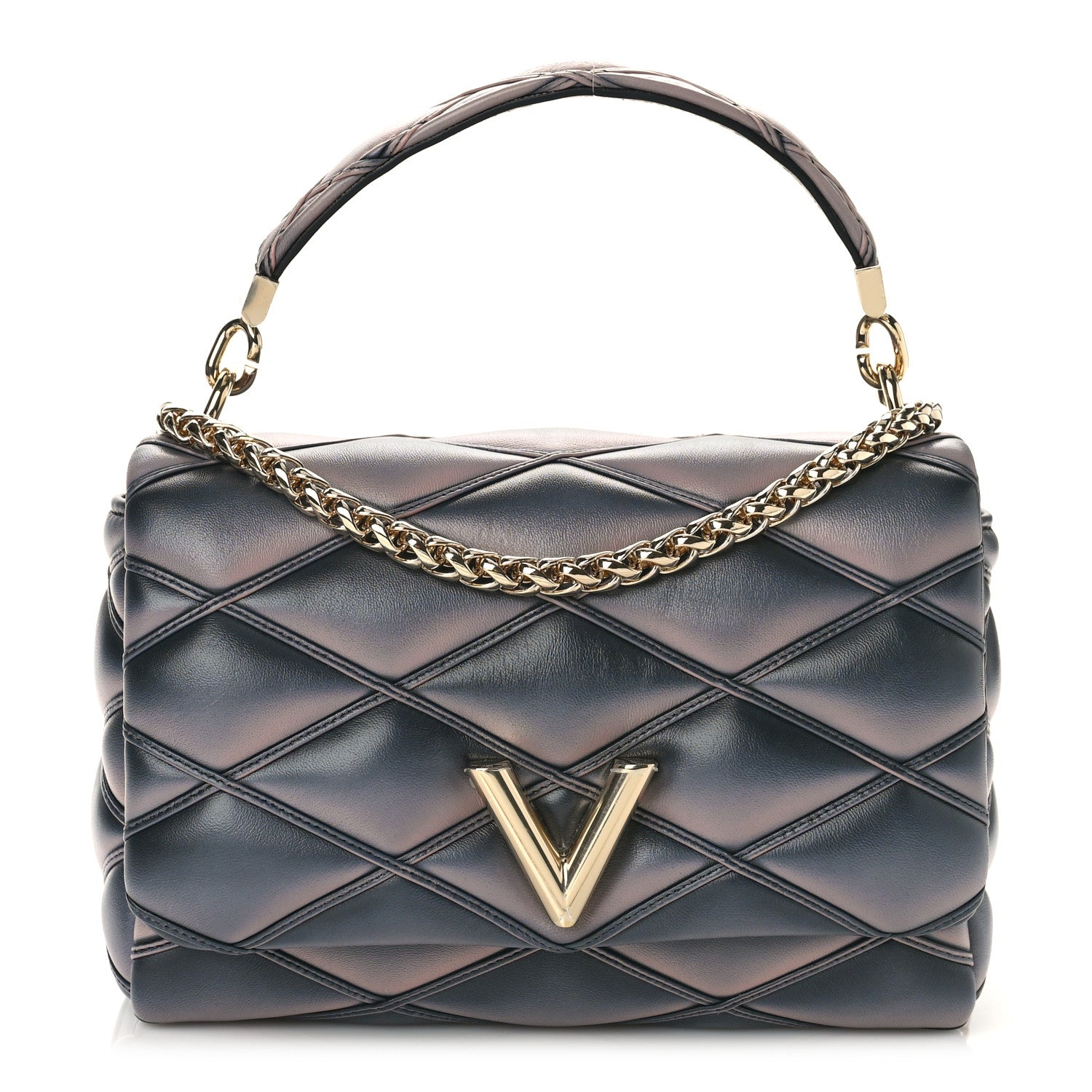 Louis Vuitton Lambskin Malletage Top Handle GO-14 MM Black Pink 3 of 9