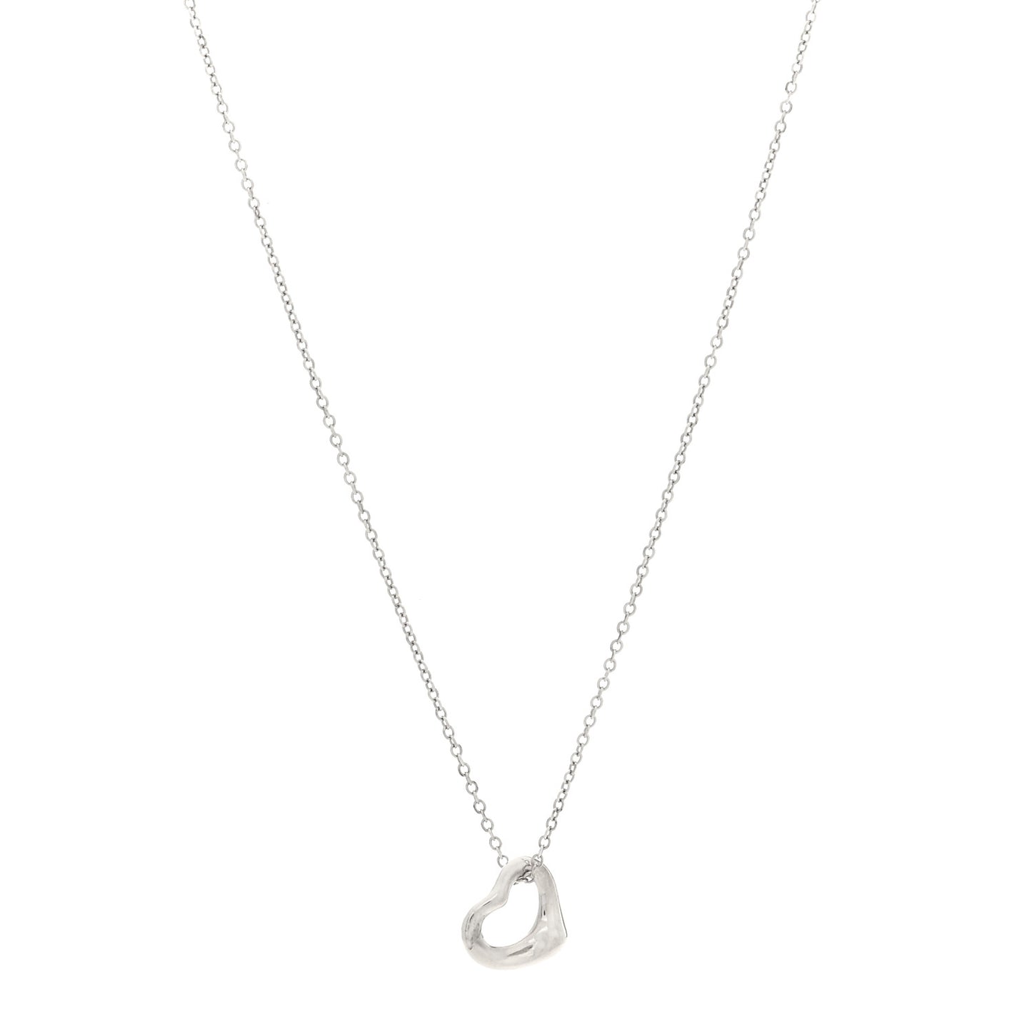 Sterling Silver 11mm Elsa Peretti Open Heart Pendant Necklace