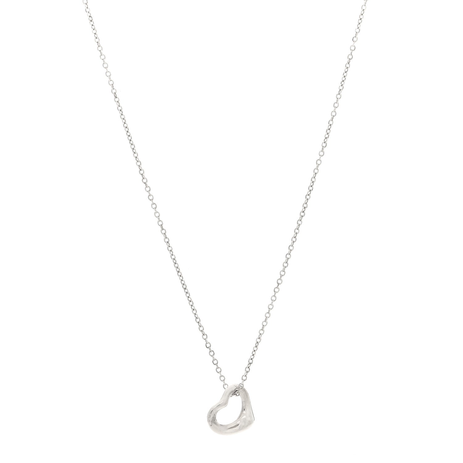 Tiffany Sterling Silver 11mm Elsa Peretti Open Heart Pendant Necklace 1 of 5