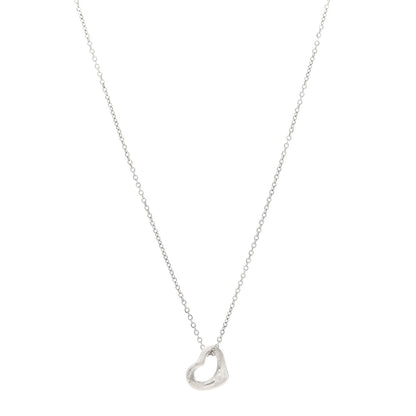 Tiffany Sterling Silver 11mm Elsa Peretti Open Heart Pendant Necklace 1 of 5