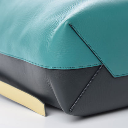 Celine Shiny Smooth Calfskin Small Twisted Cabas Turquoise Black 6 of 10