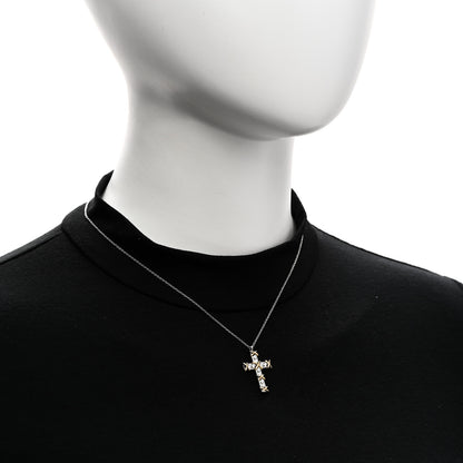 Tiffany Platinum 18K Yellow Gold Diamond Schlumberger Ten Stone Cross Pendant Necklace 2 of 5
