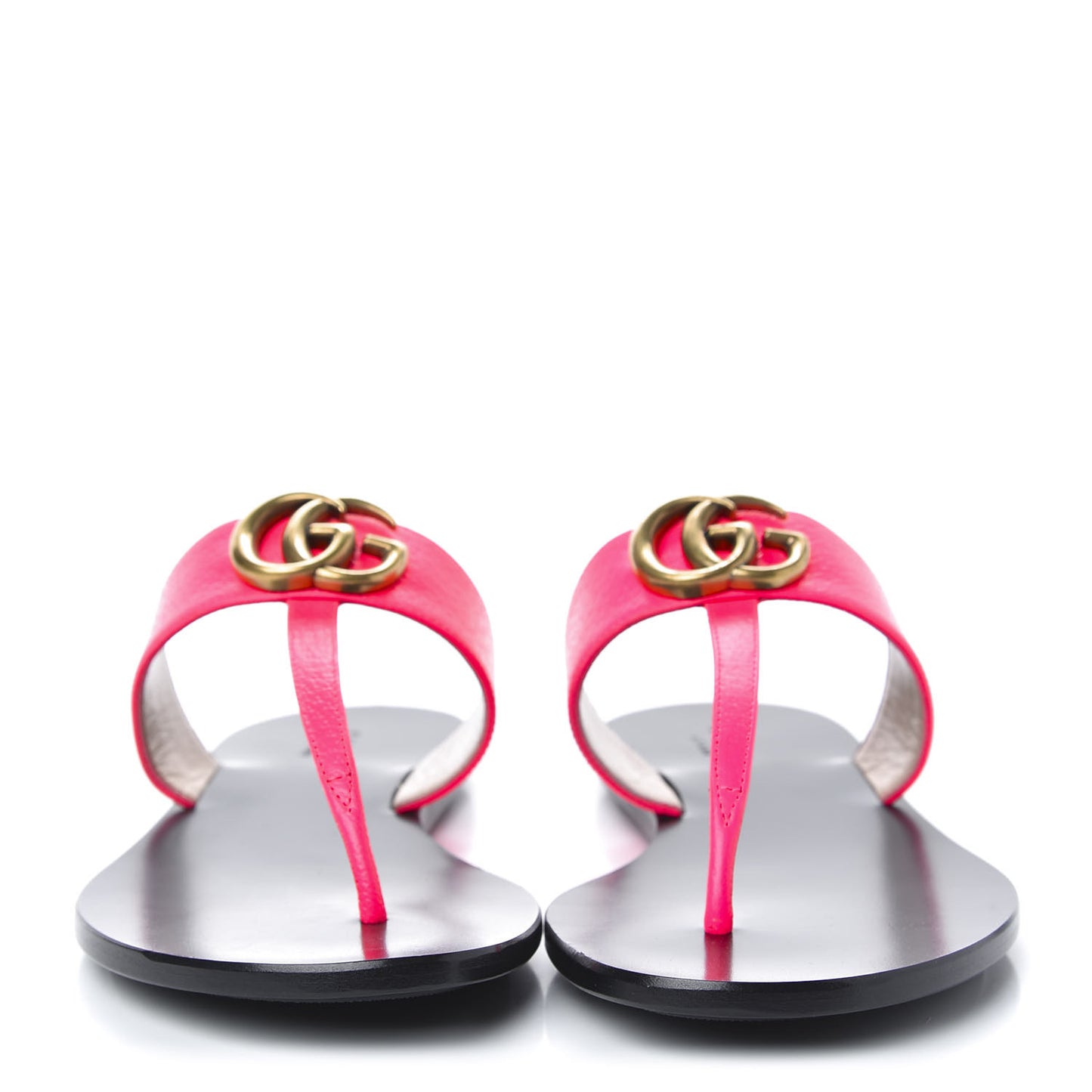 Calfskin GG Marmont Thong Sandals 37 Fuxia Fluo