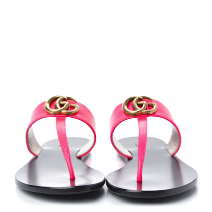 Gucci Calfskin GG Marmont Thong Sandals 37 Fuxia Fluo 2 of 8