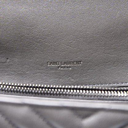 Saint Laurent Sheepskin Matelasse Chevron Monogram Medium College Bag Asphalt 7 of 12