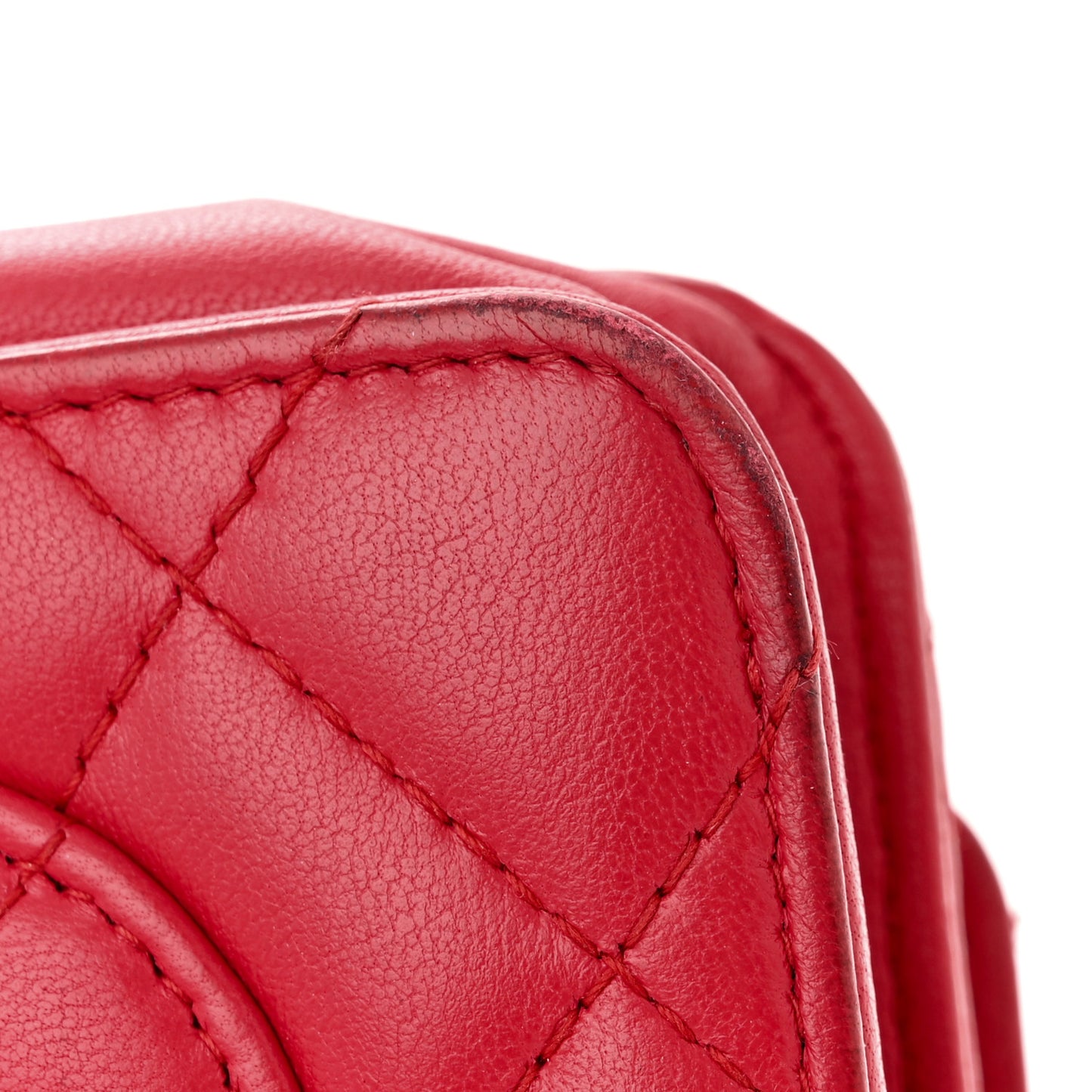 Lambskin Quilted Wallet On Chain WOC Red