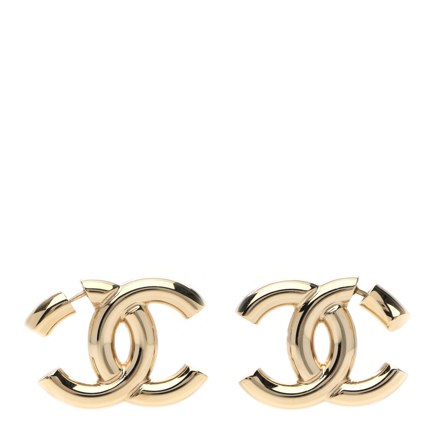 Metal Large CC Earrings Light Gold