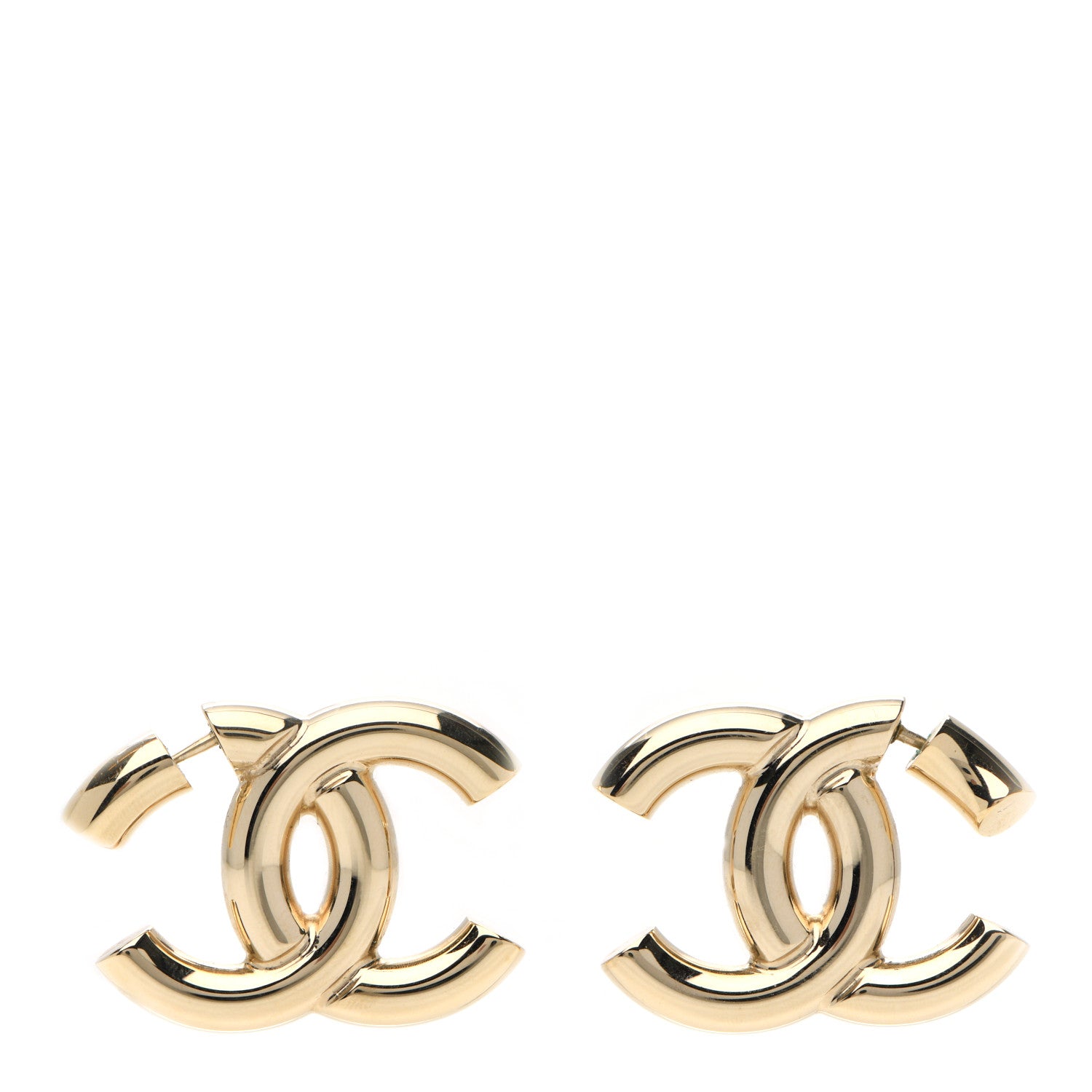 Chanel Metal Large CC Earrings Light Gold 1 of 4