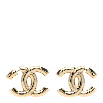Chanel Metal Large CC Earrings Light Gold 1 of 4