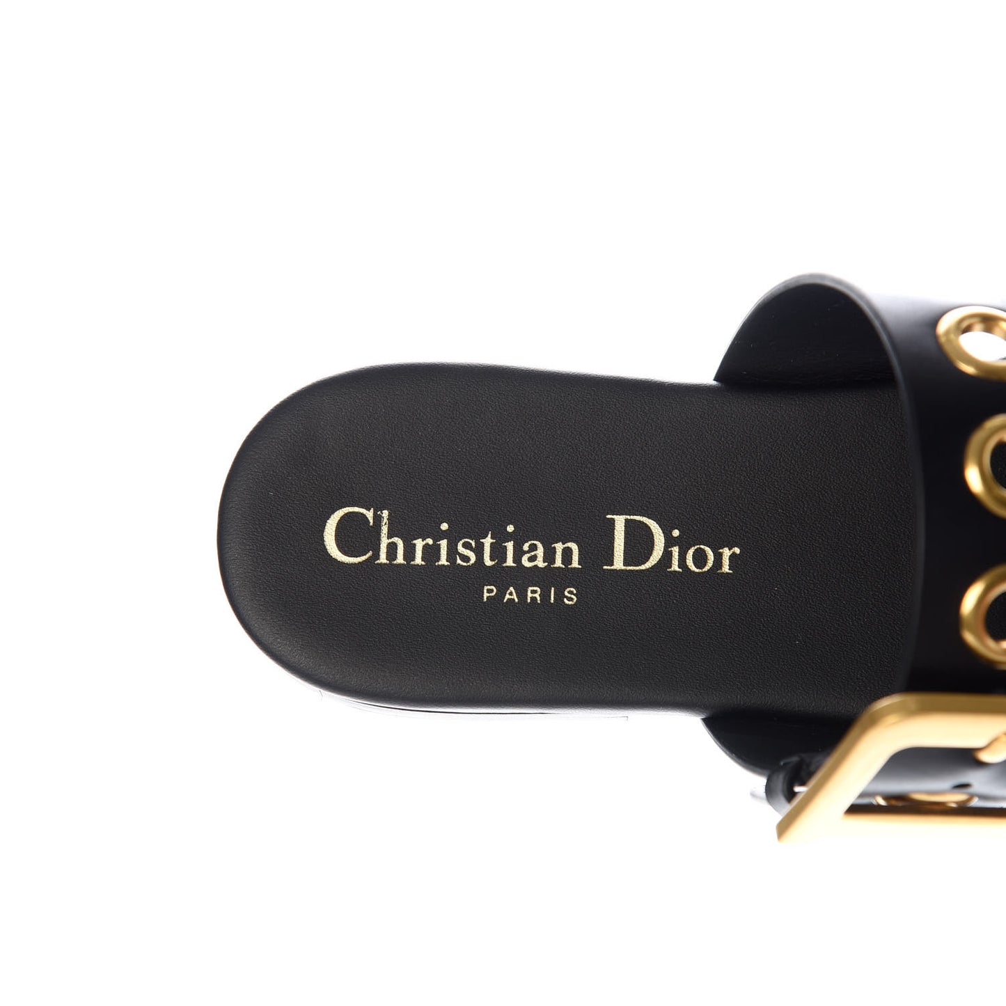 Calfskin D-Dior Slide Flat Sandals 36.5 Black