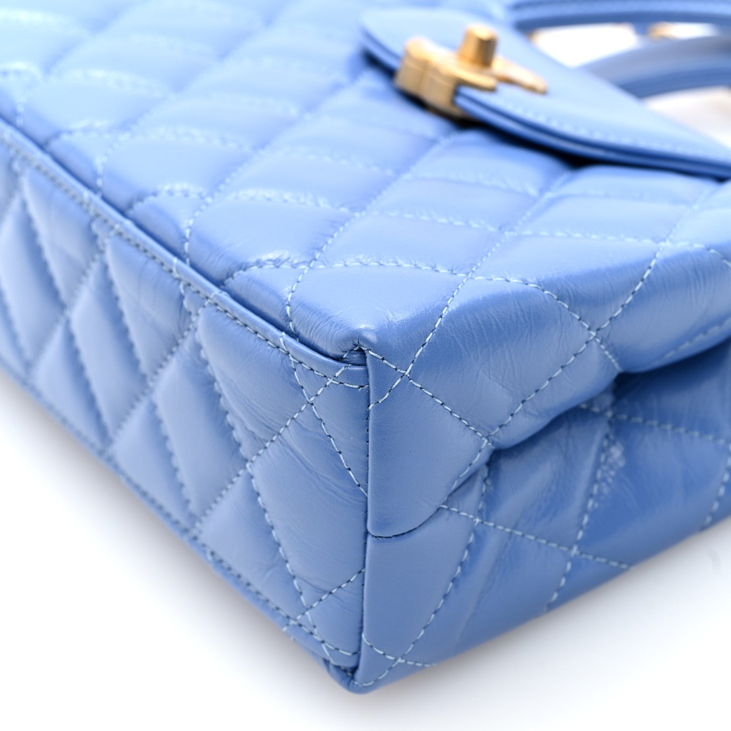 Chanel Shiny Aged Calfskin Quilted Nano Kelly Shopper Blue 10 of 10