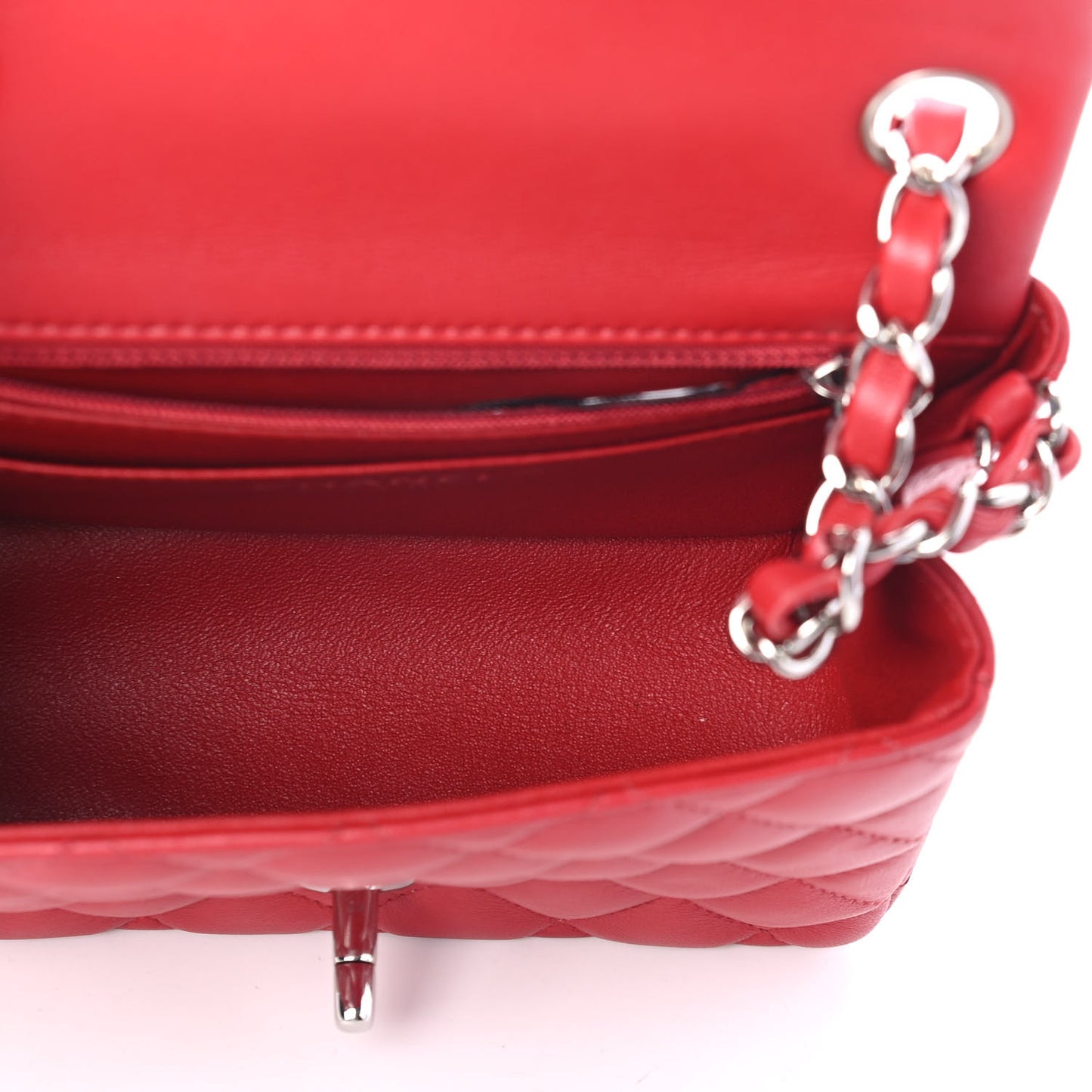 Lambskin Quilted Mini Square Flap Red