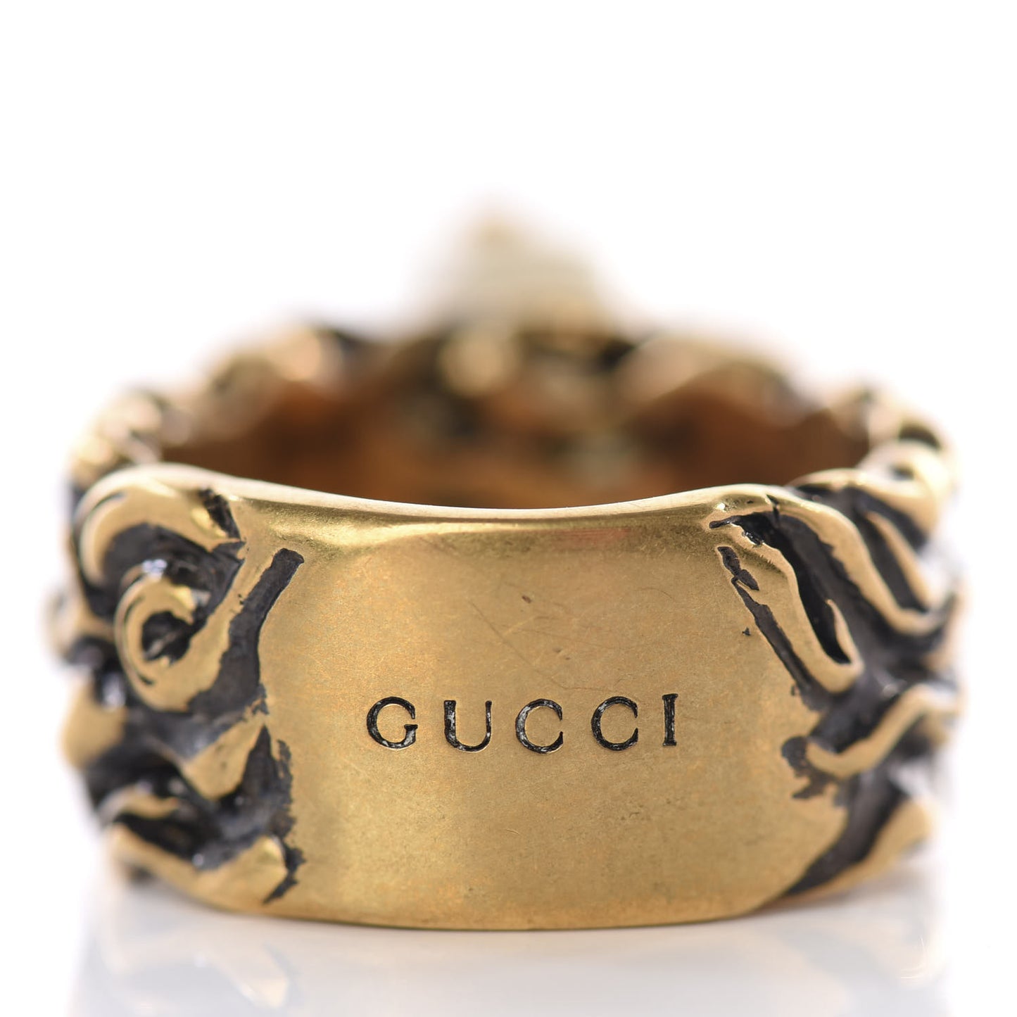 Metal Pearl Ring 19 Aged Gold