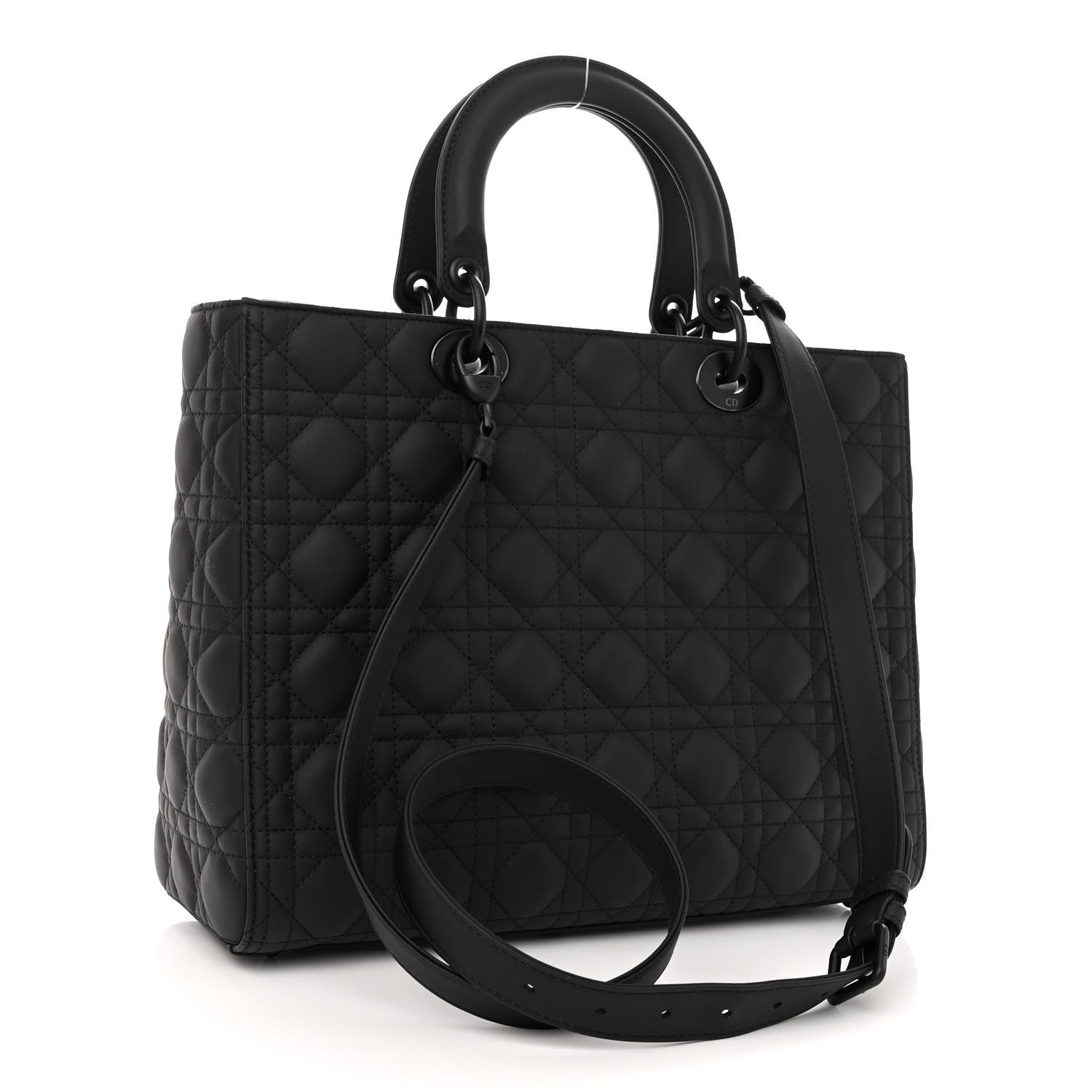 Christian Dior Ultra Matte Calfskin Cannage Large Lady Dior Black 3 of 10