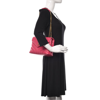 Saint Laurent Calfskin Y Quilted Monogram Small Loulou Chain Satchel Fresh Fuchsia 2 of 8