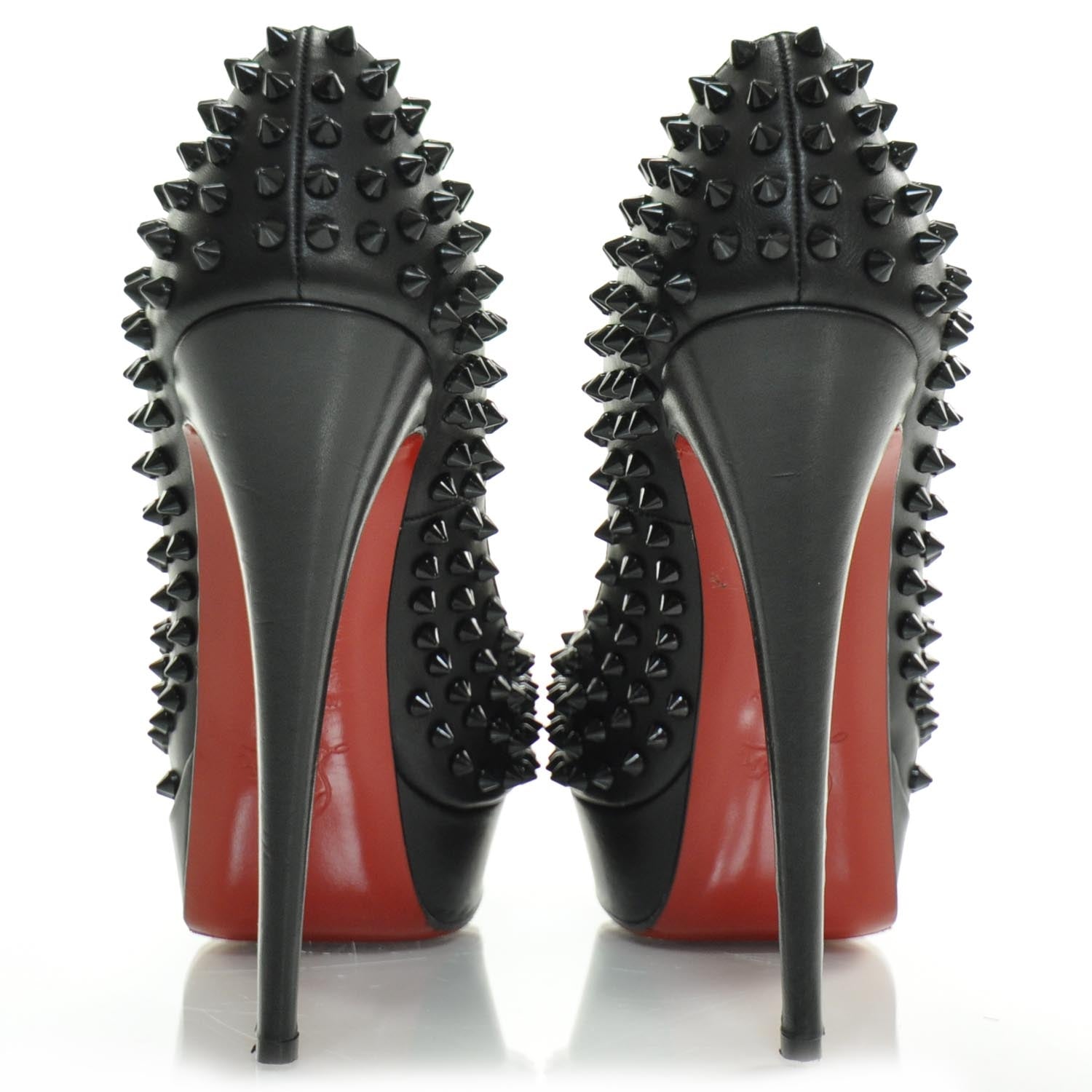 Christian Louboutin Calf Lady Peep Spikes VIP 150 Pumps 40.5 Black 4 of 7