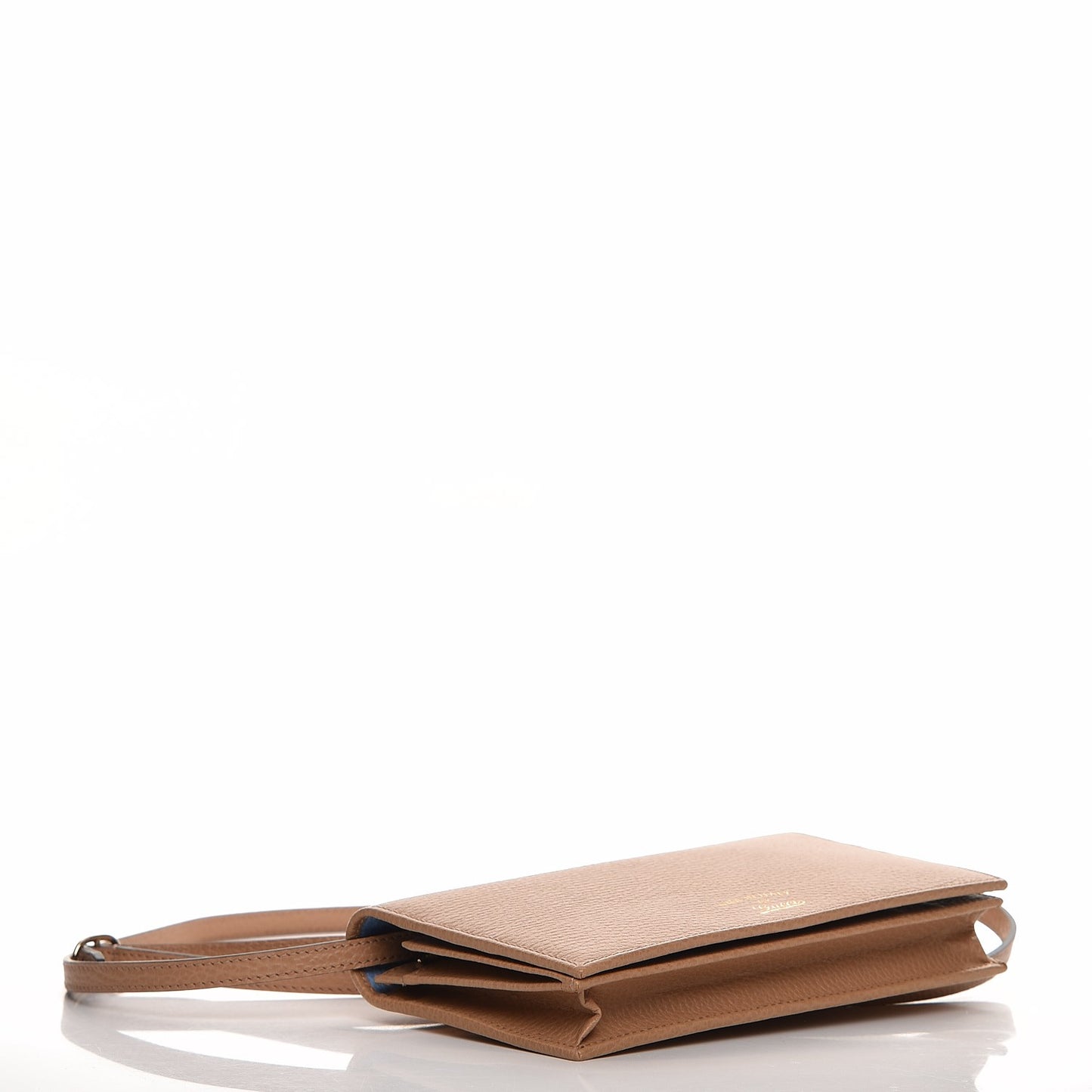 Dollar Calfskin Mini Swing Wallet Bag Camelia Mineral Blue