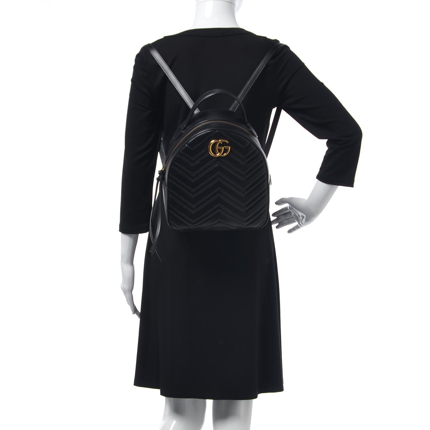 Gucci Calfskin Matelasse GG Marmont Backpack Black 2 of 7