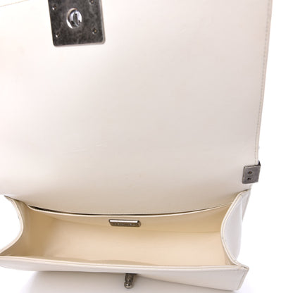 Chanel Fur Calfskin Medium Boy Flap White Silver 5 of 11