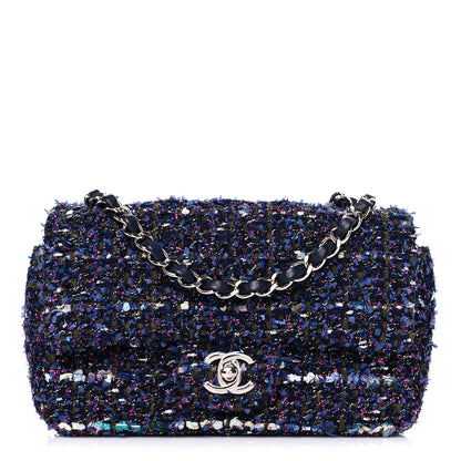 Chanel Tweed Quilted Mini Rectangular Flap Blue Purple Khaki Pink 1 of 11