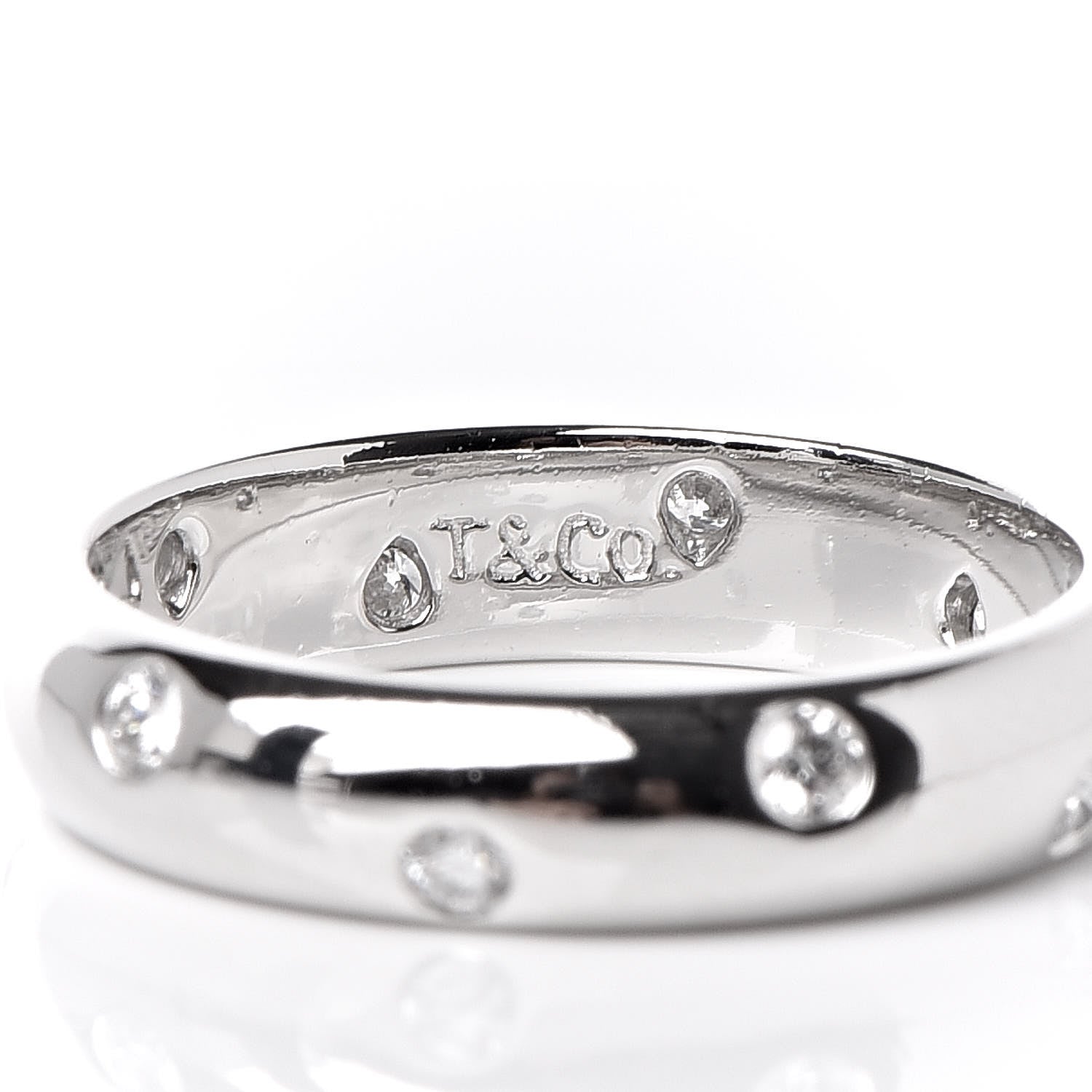 Tiffany Platinum Diamond 4mm Etoile Band Ring 51 5.75 4 of 5