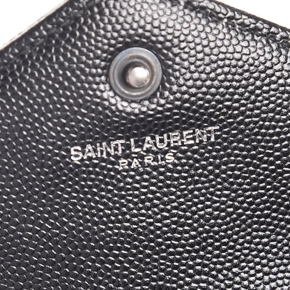 Saint Laurent Grain De Poudre Matelasse Chevron Monogram Chain Wallet Black 6 of 7